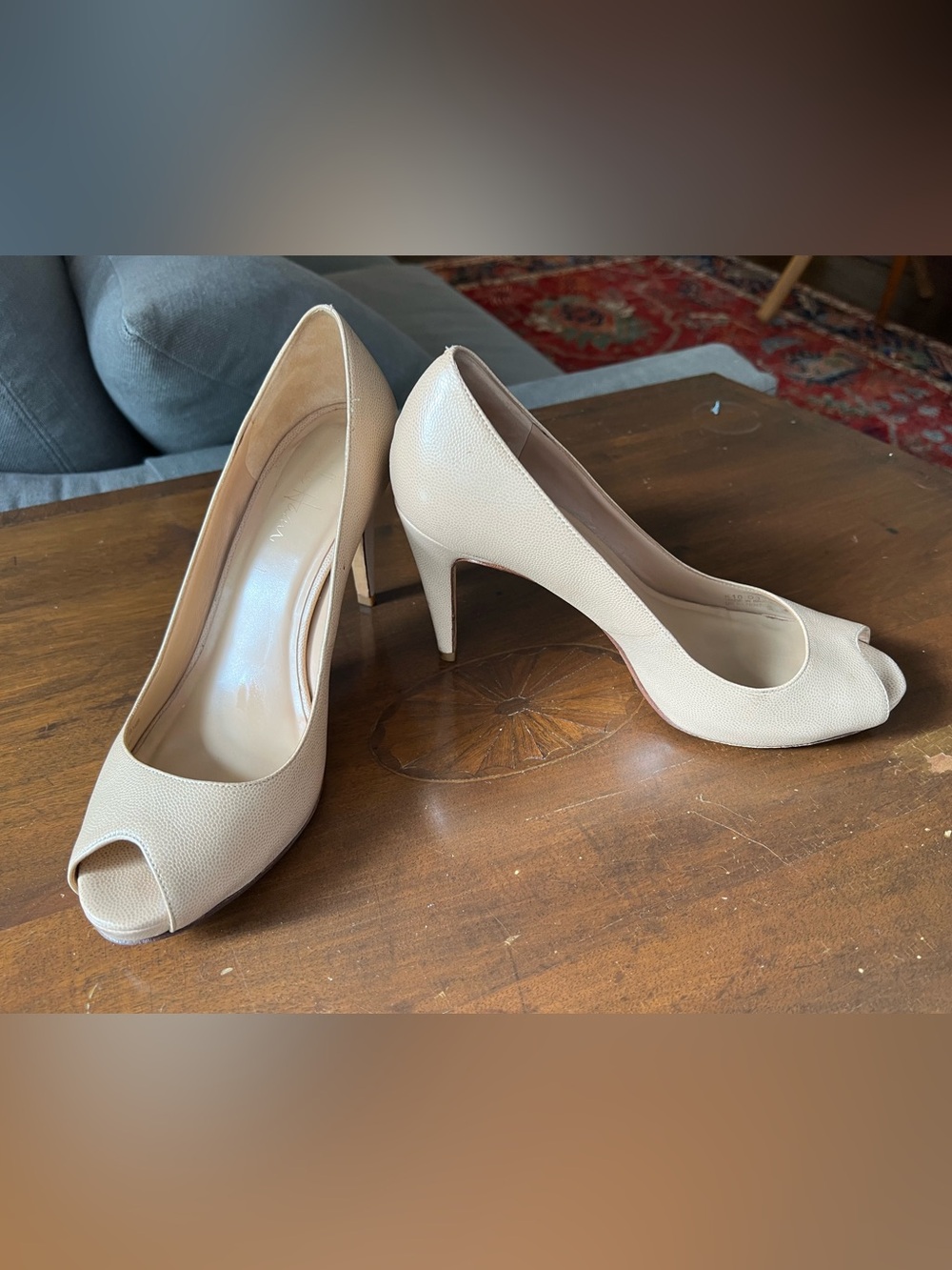 Cole Haan Nike Air Peep Toe Pump Heels, Tan Nude 8.5